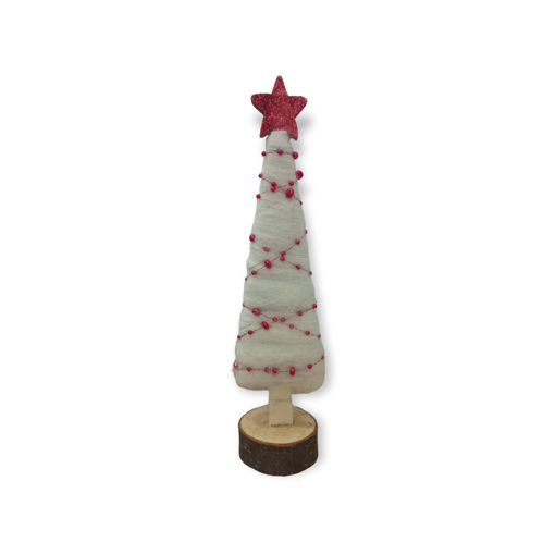 Picture of CHRISTMAS WOODEN TREE WITH RED STAR 24CM